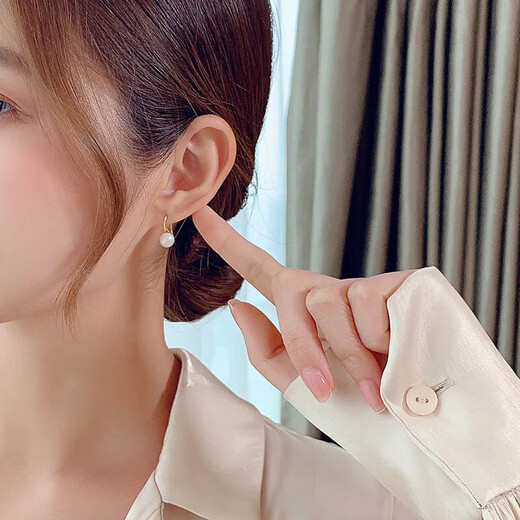 Light luxury freshwater pearl high heels earrings simple women's earrings
