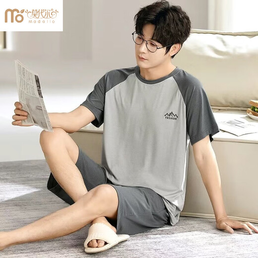 Yalu Men's Pyjamas Suit Shorts d'été Shorts minces de glace d'été. Home de grande taille décontractée soyeuse g [6624] Coquille de shorts modaux et respirant L [Recommandé 100-120 Jin [Jin est égal à 0,5 kg]]]
