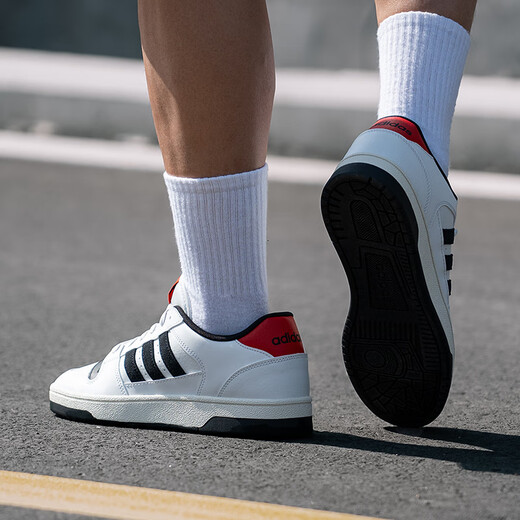 阿迪达斯（adidas）男鞋 25夏季新款运动鞋复古时尚撞色休闲鞋透气缓震防滑中帮板鞋 KK1283/白/黑/红/撞色小白鞋 44  码