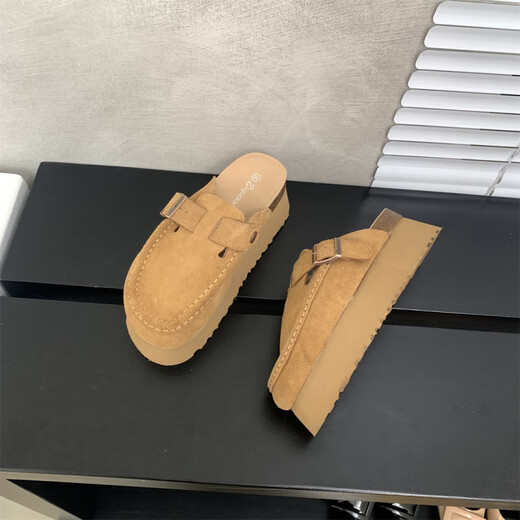 S.Sofea Birkenstock Shoes для женщин весной и летом усиливает пробковые подошвушковые мулы Retro Style 677-2 Abricot Corle Color 36