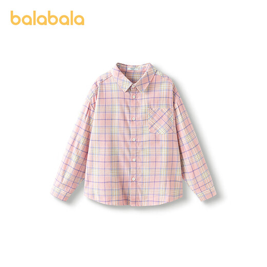 Balabala children's clothing children's shirts 2025 new girls and boys tops plaid shirts spring parent-child versatile red and white tones 00461 90