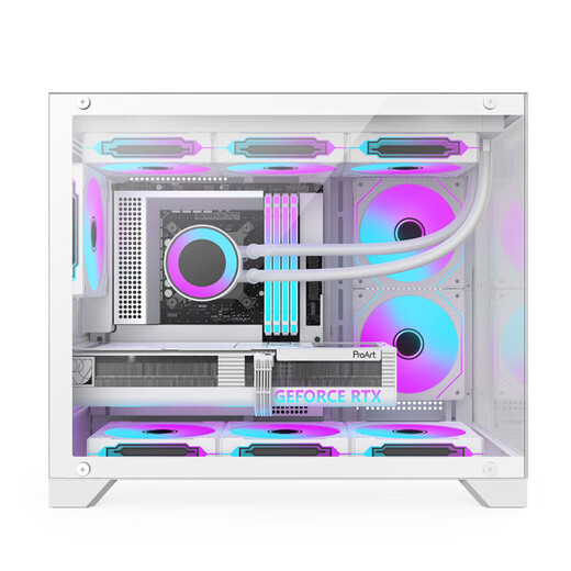 航嘉（Huntkey）S960暴风雪X全景版电脑主机箱海景房机箱（双面钢化玻璃/左右分区/360水冷/9个风扇位/M-ATX主板） 百盛T600全景版-白色