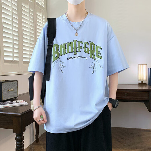 森马短袖t恤印花男初中学生潮流帅气上衣服大童夏季港风百搭 693米色(单件短袖) 品质保证 M (70-90斤左右)