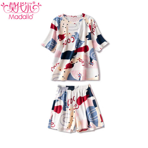 MODAL 2025 Summer New Pajama для женщин Лето-чистые хлопковые шорты с короткими рукавами хлопковые повседневные простые студенческие домашние одежды Z9855 M [рекомендуется 75-90Jin [Jin равняется 0,5 кг] Wear]