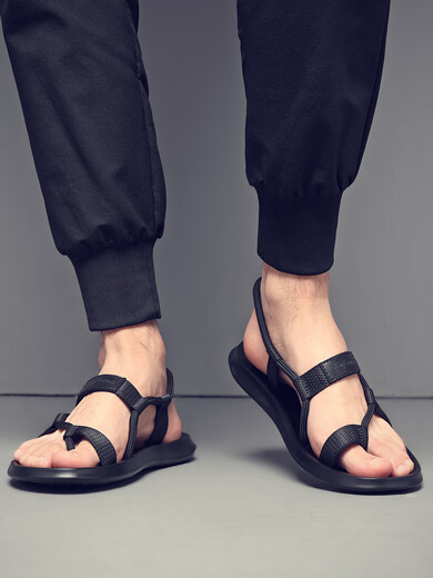 GY Jinlilai Sandals Men's summer wear non-slip fashion trendy beach shoes flip flops dual-purpose sandals 9866 black 44