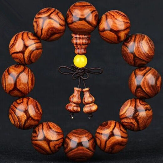 妙聚福品质正宗海南黄花梨手串海黄佛珠老料真品男款文玩手 极品海黄满留疤花1.8*13颗