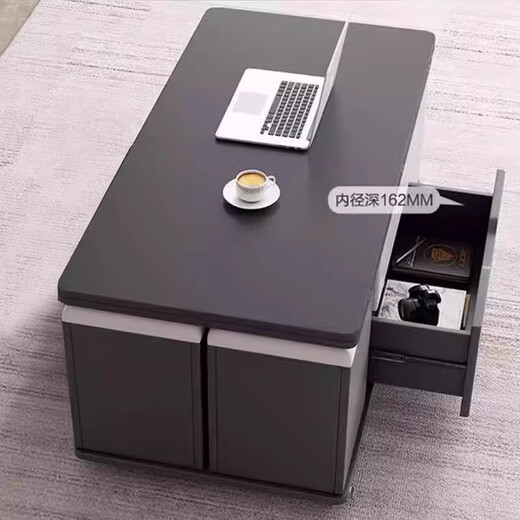 I love Chuanwei liftable coffee table and dining table, modern and simple home living room, small apartment, multi-functional folding mobile coffee table table, installation included, snow mountain white slate board + gray cabinet 120*60cm