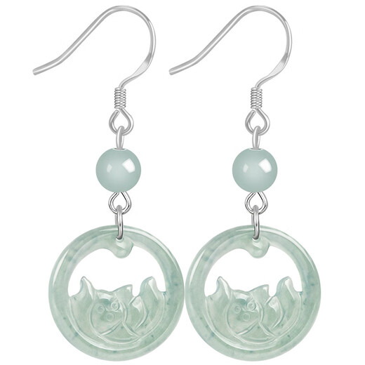 Vzzs Natural A-Grade Jade Blue Water Arendillas de loto de loto Jade S925 Pendientes de estilo antiguo de plata Jade Agua Azul de loto D691