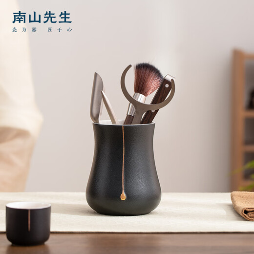 Mr. Nanshan Kung Fu Tea Set Accessories Chinese Tea Spoon Tea Clamp Pure Titanium Six Gentlemen Tea Ceremony Accessories Black White Gold Liu Gentle Black White Gold Liu Gentle Pure Titanium Zen Style Black