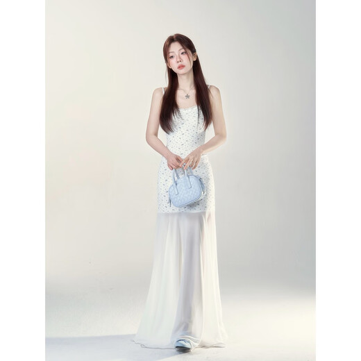 【小野莓】春夏气质甜美设感蕾丝碎花收腰显瘦仙气连衣裙子BL9766 罩衫+裙子A(小个子版) S100斤以内 均码