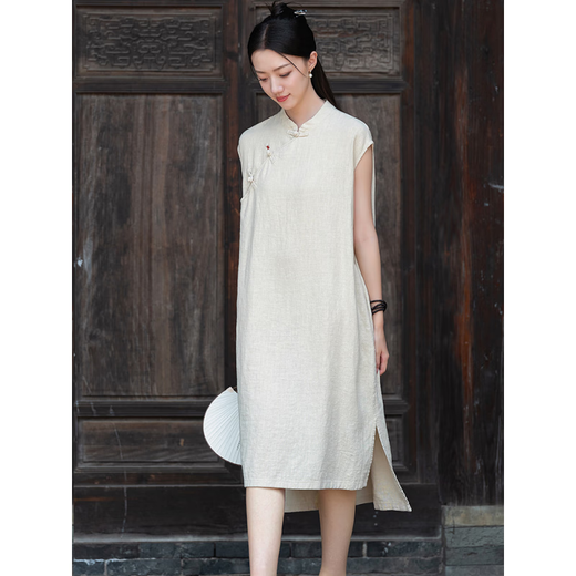 Traje zen estilo chino Budista Summer de verano Nuevo estilo Meditación Lay Traje budista Budista Cotton Cotton Linen Zen Budista Broter traje (conjunto de dos piezas) Tente de color de hilo + pantalones marrones de pierna ancha 6189# todo tamaño