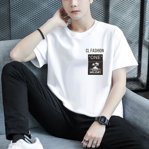 Woodpecker (Tucano) Sommer reines Baumwoll kurzärmelige T-Shirt Herrenmarke Brand Teenager Halbärmelige T-Shirt Junior High School Schüler hübsches Sommer Top HG-9902 White M (110jin [Jin gleich 0,5 kg] oder weniger) oder weniger) oder weniger)