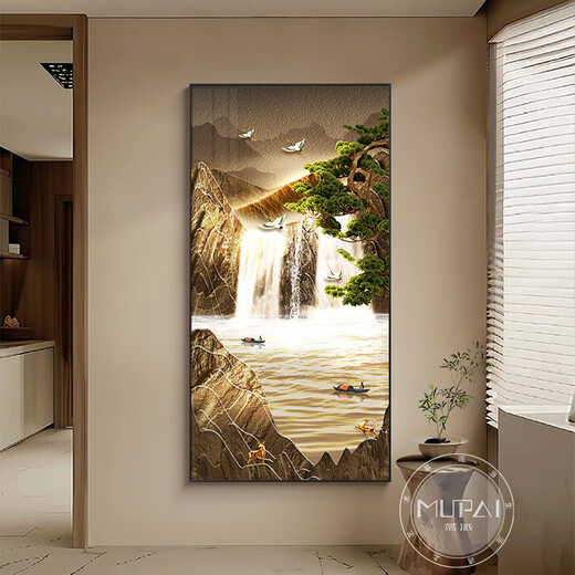 Huilides Wasser verdienen Geld in die Eingangshalle Dekorative Malerei mit Lichtern aus Wohnzimmer Landschafts Gemälde hängen Gemälde Korridore und Korridor-Wandbilder einfach und modern. Das Wasservertragsgeld A Modell 50*100 LED-Lichtmalerei (intelligente direkte Einfügung + Fernbedienung) 3523