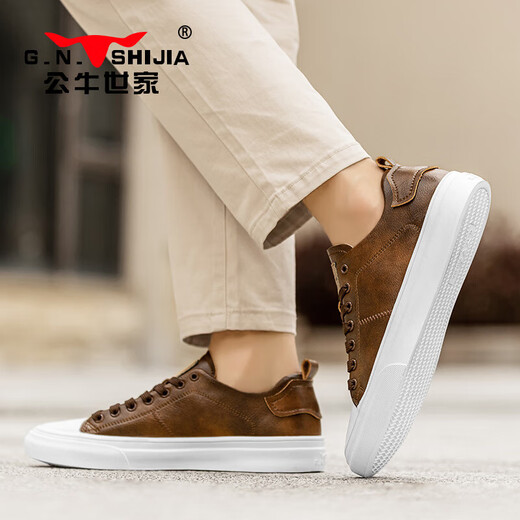 G.N.Shijia Light Luxury Brand Herrenschuhe Frühling und Sommer Neugeschäft Casual Schuhe Herren weiße Schuhe Herrenbronze [Vier-Jahreszeiten-Single-Schuhe] GN124101003 41
