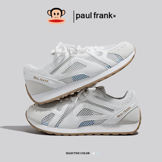 大嘴猴（paul frank）女鞋夏季阿甘鞋休闲鞋子女士透气薄款百搭网面运动鞋 653W米白39