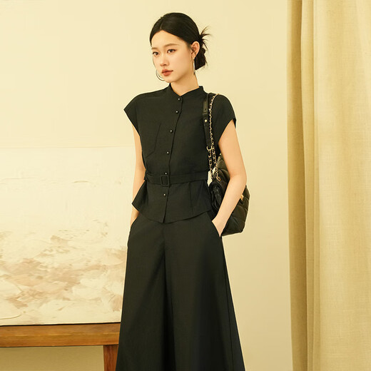 Eahchanie [Offset] Yichen 2025 Sommer Neue Hoch-T-Hose-Hosen mit hoher Drahtstil Einfache Pendelhosen für Frauen, die blaue M /160 versteckt