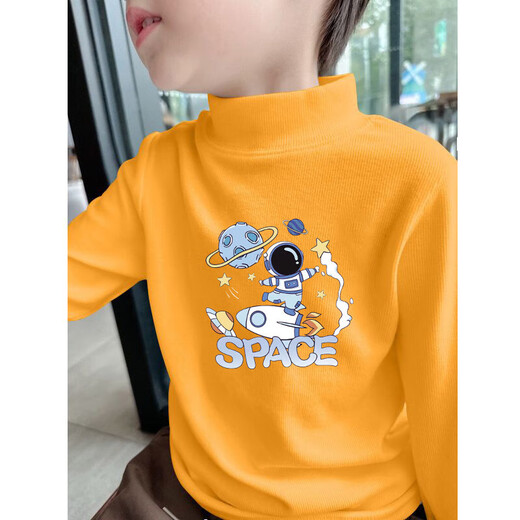 Boys' German velvet bottoming shirt, autumn and winter 2025 new style half turtleneck inner wear, warm long-sleeved T-shirt for middle and large children, trendy and cool blue Y2578 160