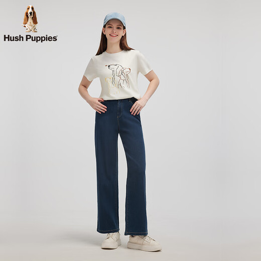Hush Welpen [schläfrig und vielseitig] Xiabusi Frauenkleidung 2025 Sommer Casual Slack Wide Lego Jeans Indigo Denim 30