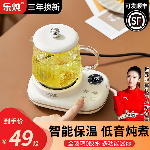 Le Stew mini health kettle for one person in the office, health kettle, stew kettle, all-in-one small fully automatic constant temperature kettle, teapot, scented tea kettle, electric stew cup, full glass, smart model + 304 tea compartments, automatic heat preservation + smart touch 0.5L