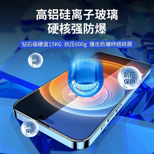 Suitable for Apple 16ProMax privacy tempered film Corning mobile phone film dust removal net earpiece dust-proof streak-proof blue light full screen high-definition anti-fall protective film ultra-clear 2-piece set with Corning explosion-proof film * earpiece dustproof Apple 16ProMax