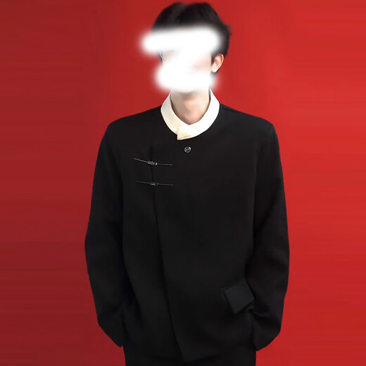 IZEXX new Chinese style national style stand collar tunic suit niche high-end suit jacket men's JM77 black XL