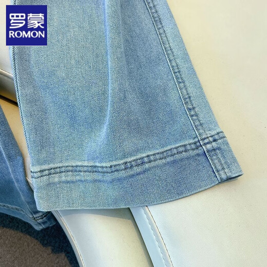 Lomon Summer Blue Light Blue Nine Point Version étroite Jeans droits pour les femmes 2025 Nouveau pantalon large largeur à patte haute Light Blue_Nine-Point L [suggéré 105-115jin [Jin est égal à 0,5 kg]]]