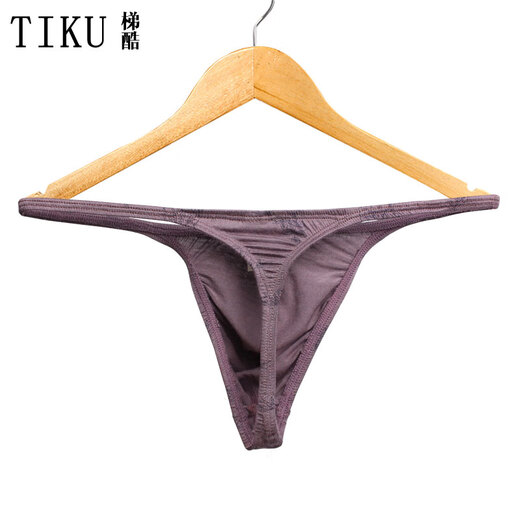 Tiku 2025 Neues Tiku-Männer sexy Tanga-Stretchmodal Druck atmungsaktivem dünnem Gürtel Traaceless unsichtbarer T-Trouser dunkelviolett 1 Streifen M 2,0-2,3 Fuß