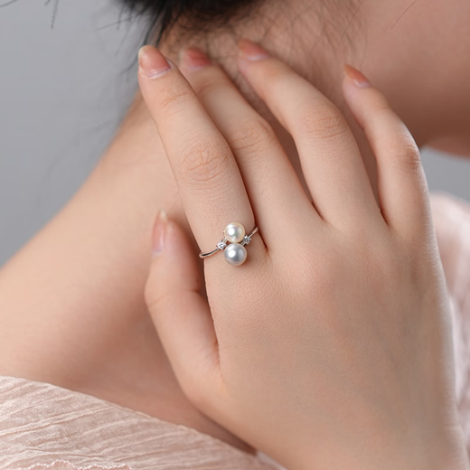 Dara Akoya seawater pearl ring, high-end seawater hemp open ring, a Chinese Valentine's Day gift for my wife
