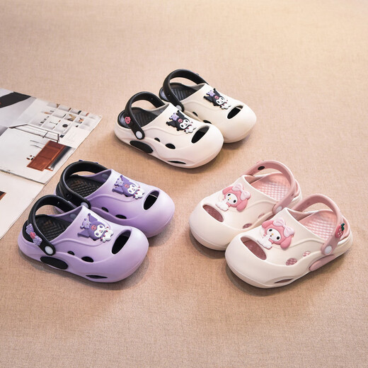 
Kulomi Girls Slippers Hole Shoes Summer 2025 New Children's Princess Beach Shoes Wear Anti-Slip Wading Shoes Purple Size 33