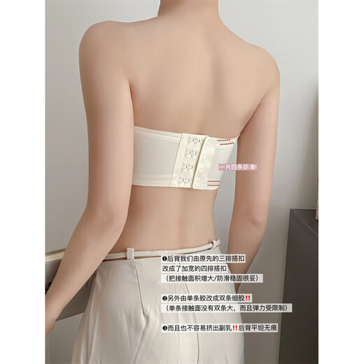 MiiOW 2025 New Strapless Bra Women's Thin Non-Slip Tube Top Seamless Wrapped Breast Anti-Lighting Push-Up Bra Elegant Black Single Piece (Upgraded Double Anti-Slip) S 75-95Jin Jin equals 0.5kg 32/70ABC