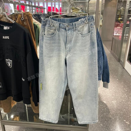 Aapeaape 25春秋秋冬夏猿颜徽章复古水洗做旧休闲长裤 MB694XX 浅蓝色 S