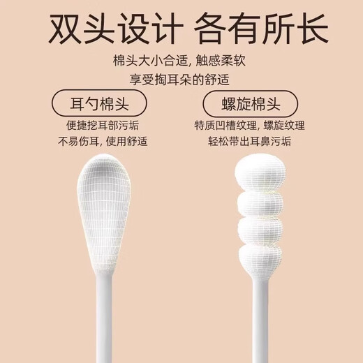 Cotton-tape smile cotton swab for ear oil, special oil-absorbing cotton swab for ears, double-headed non-shedding ear scoop, spiral head massage disposable, black double-headed cotton swab (2 boxes/about 200 pieces)