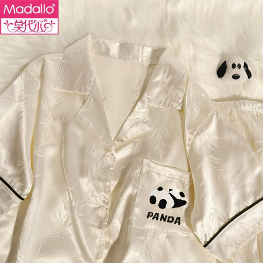 
Modal Panda Ice Silk Pajamas for Women in Summer Thin Short Sleeve 2025 New Cardigan Cute Home Clothing Set #YX-9227 Polka Dot XL [112-128Jin[Jin equals 0.5 kg]]
