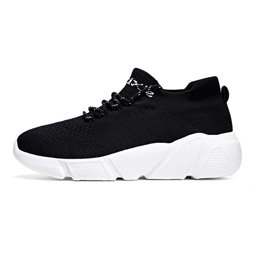 
LEE KIDS new sports shoes for women's shoes for summer flying knitted elastic socks shoes for men's knitted soft sole running fashion lazy single shoes 7022 black and white 35
