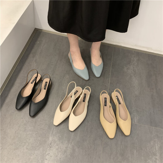S.SOFEA Baotou Sandals para mujeres en verano zapatos individuales estilo hadas 687-2 negro 37