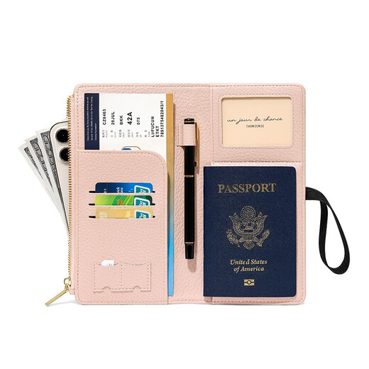 Reisebeutel Reise Wallet Wallet Multifunktion Ticket Clip Multi-Card Reißverschluss Anti-Diebstahl-Pinsel-ID-Kartenpassclipschutzabdeckung Y9028 Braune Diebstahlbürste