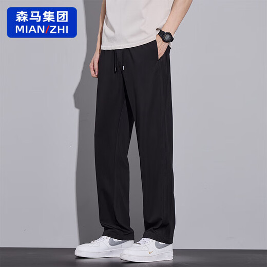 Baumwollgemachte Eisseide Cool Casual Hosen für Jungen Sommer dünne, schnell trocknende Sporthosen für Männer 2025 neue drapierte gerade leghosen 6625 Hellgrau M [90-110jin [Jin gleich 0,5 kg]]]
