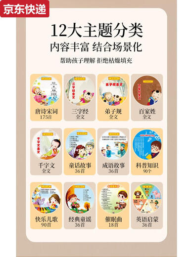 奇立彩儿童早教留声机发声训练学习机唱片故事机音乐播放器启蒙玩具 升级款橙96中文卡片+96英文卡片1