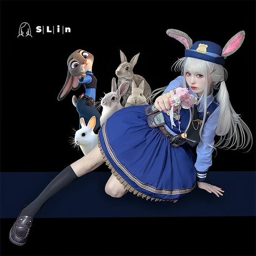 Indian (ENRMIIV) Zootopia Police Officer Judy Hat Rabbit Bowler Hat Judy Hat Children's Hairband Headwear Accessories Rabbit Officer Hat (Adult 57cm)