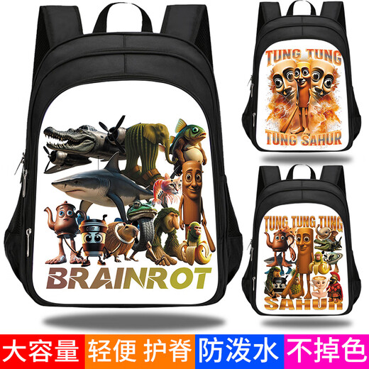 
UHFQ New American Foreign Mountain and Sea Jingtong Ge Wood Stick Man Crocodile Bomber Coffee Ninja Miss Cappuccino Backpack Boys Boys Backpack Children's Affairs Pack W13962 Three-layer Large (Suggested Grades 3-6)