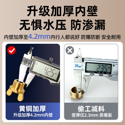 A beautiful brass thickened 4-point outer wire water pipe plug, quarter-triangular valve plug, faucet plug, explosion-proof 20 bulk head, 4-point external wire horn plug, copper color