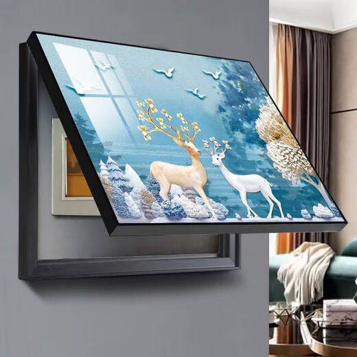 Pupan Electric Meter Box Decoration Painting without Punching and Covering Hanging Painting Modern Living Room Dining Room Empty Open Box Mural Distribution Cabinet Main Switch kh695-A2 Home and Fugui 40*30 Can Cover Horizontal Length 33* Vertical HEIGHT 23