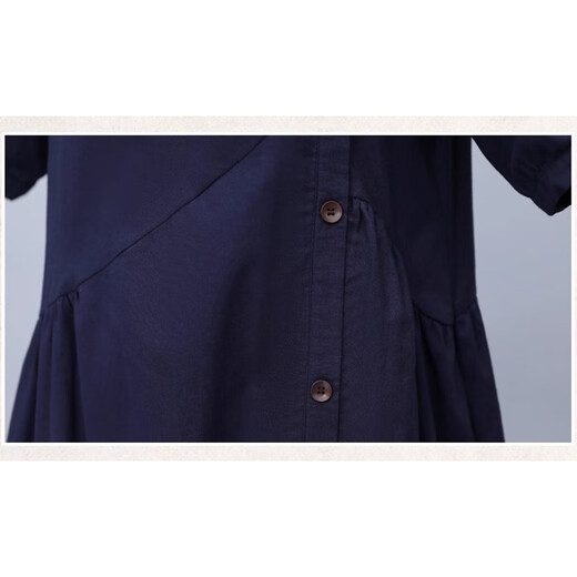 
XAE luxury high-end brand short-sleeved dress for women 2025 summer new round neck loose and fashionable age-reducing slimming skirt gray XL 125-135Jin [Jin equals 0.5 kg]
