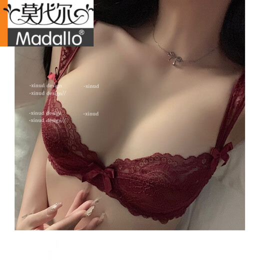 Modal French sexy Spitzen -Spitzen -Versammlung Unterwäsche für Frauen mit großen Brüsten, die einen kleinen Komfort und atmungsaktiven reinen und großen BH -Set lila Einzelstück 70A 32B zeigen