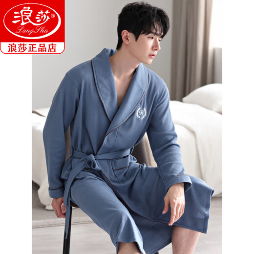 Langsha Waffle Bashbrobe Spring y Autumn Cotton Pure Cotton Media Longitud Medio Campo 2025 Nuevo absorbente Basca Integrada LJ16822 L [peso 120-140Jin [Jin equivale a 0.5 kg]]]