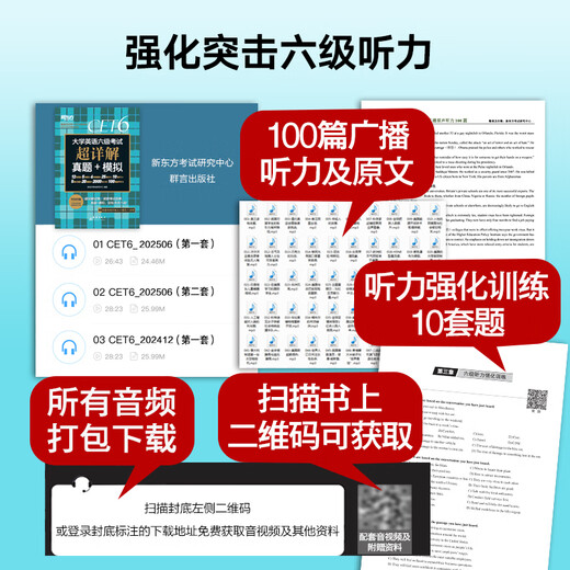 包邮备考2025年12月】 新东方英语六级真题试卷词汇单词书资料CET6级 大学英语六级历年真题超详解 俞敏洪著 英语六级词汇 新版-英语六级真题试卷【定价58】