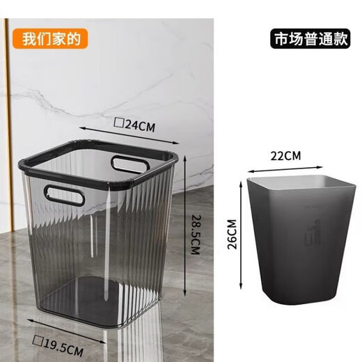 莎爱洁家用大号轻奢垃圾桶客厅创意PET透明垃圾筒办公室大容量简约纸篓 9734方垃圾桶-蓝色