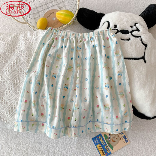 
LangSha (LangSha) three-piece set of cherry bear pajamas for women for summer short-sleeved cute cartoon loose cloud cotton summer home clothing set JS-9904# Corgi-Three-piece set Short-sleeved top + M size 155-162 Weight 100 Jin [Jin equals 0.5 kg]