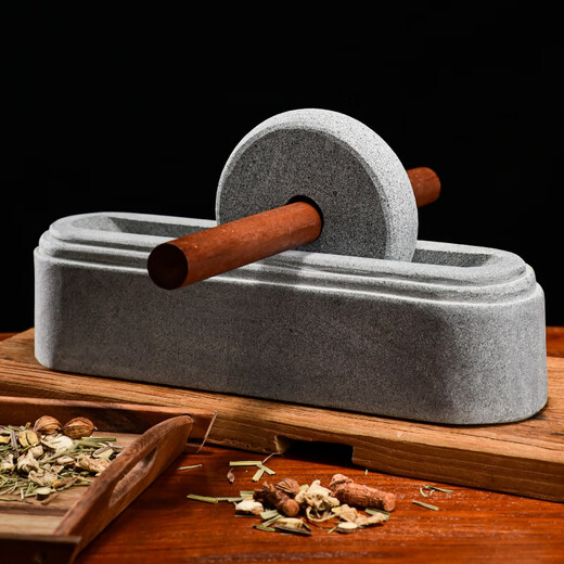 CLCEY custom-made traditional Chinese medicine grinder, medicine grinder, medicine ship, stone medicine twister, groove tool crusher, old-fashioned stone manual grinding, stone roller diameter 70 cm (smooth sailing)