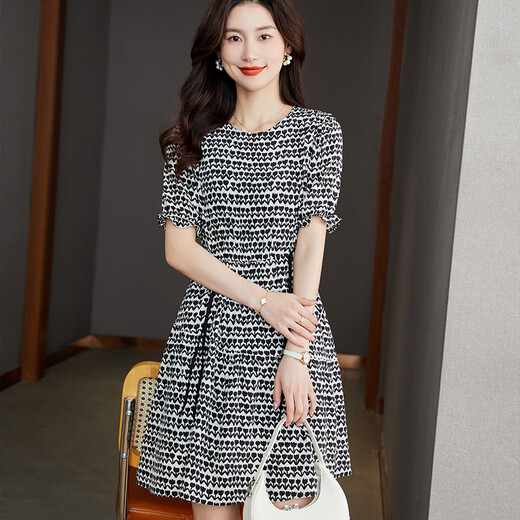 Ehangy国际大牌高端轻奢连衣裙夏季女2025年新款真丝桑蚕丝时尚气质裙子 碎花色 L 【高端礼盒】